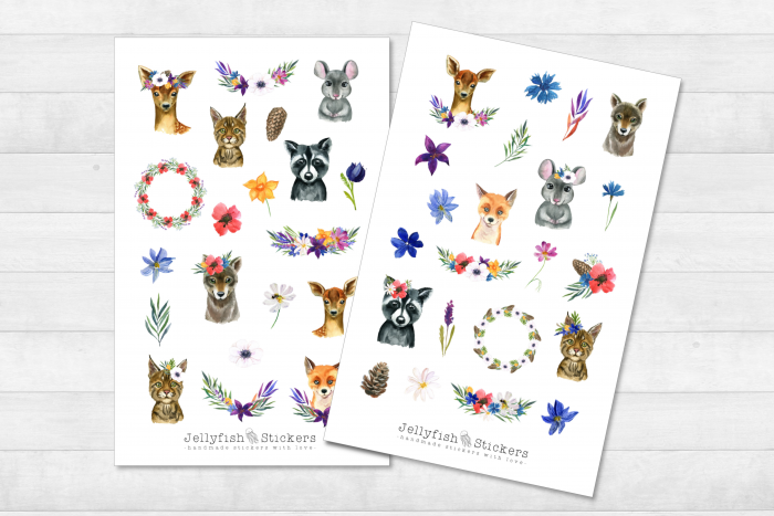 Animals and Flowers Sticker Set